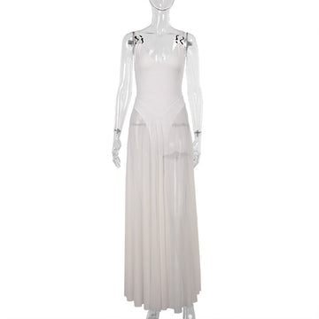 Autumn 2025 New Sexy Dress Famous Style Temperament Holiday Body Mesh Dress A Swing Dress DJPT